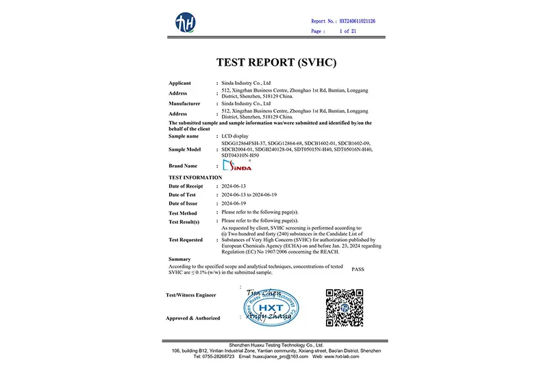 Sinda Display Earns Prestigious REACH Certification